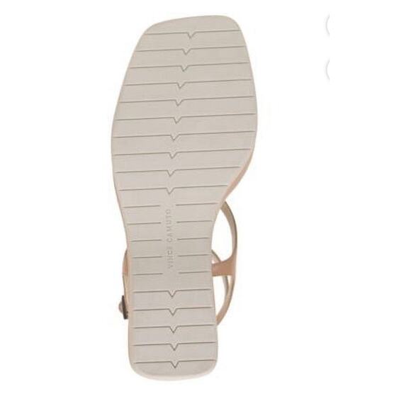 Vince Camuto Fetemee Leather High Wedge Platform Strappy Sandals Size 9 Nude Tan - Picture 3 of 6